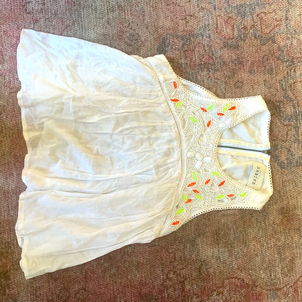 Sabine white sleeveless top with embellishments